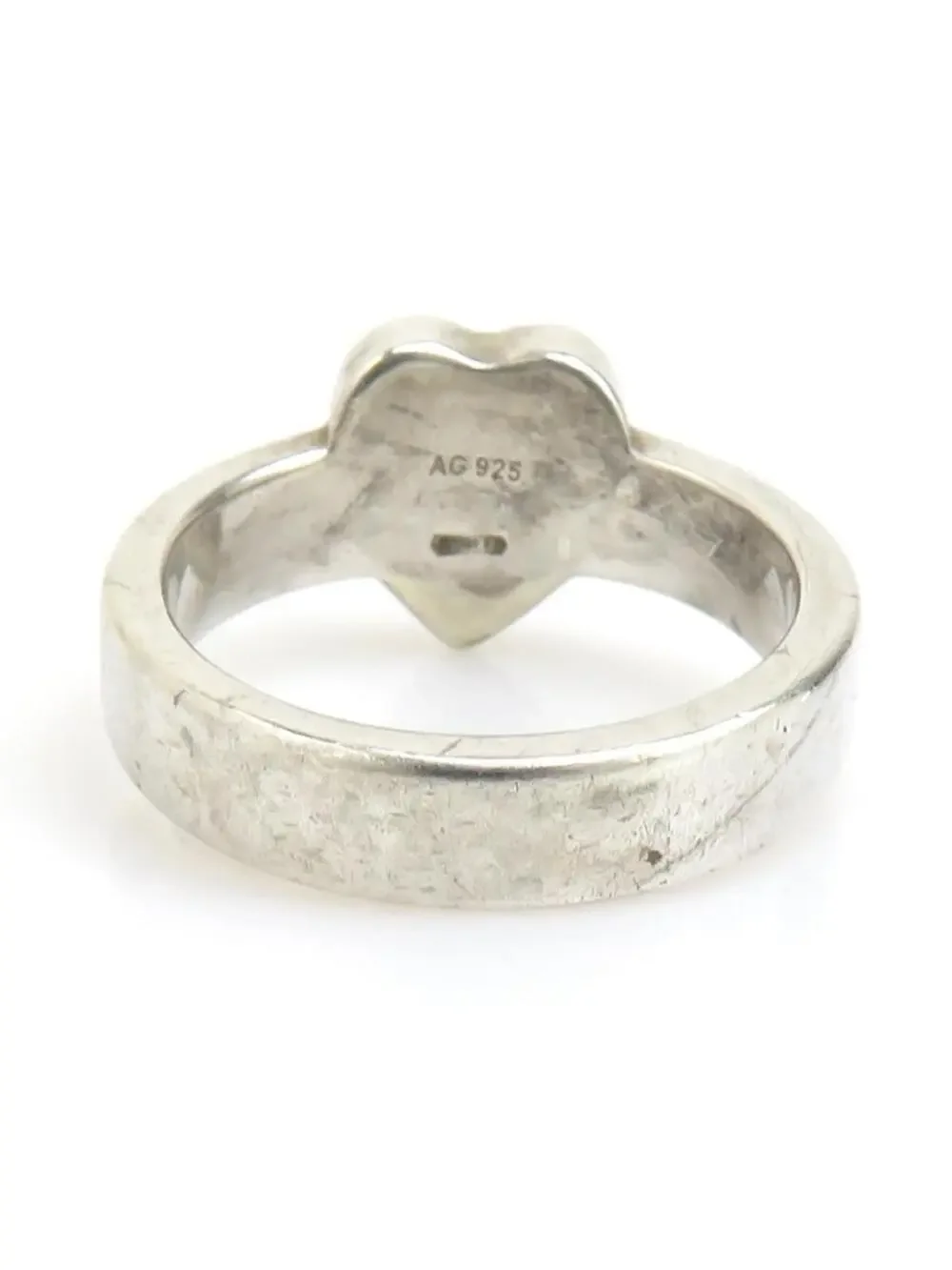 Auth Gucci Heart Motif Ring Silver #302756G10B